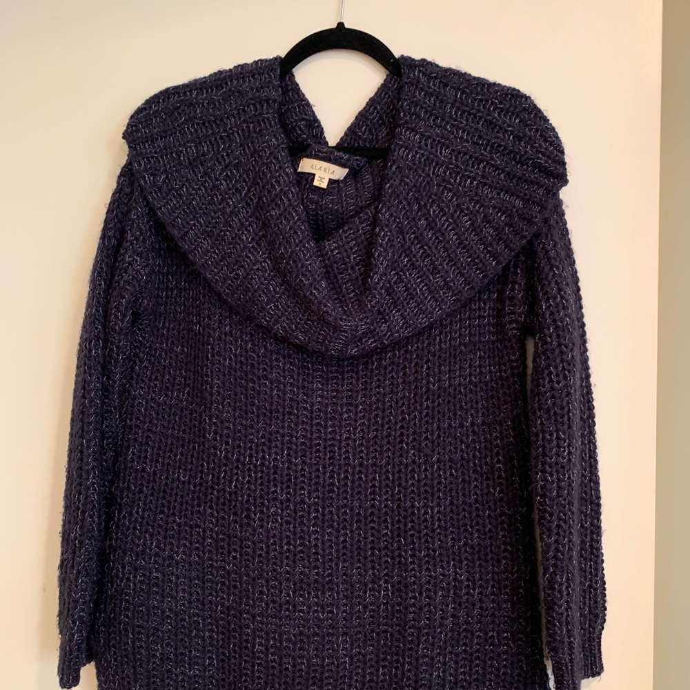 Off the shoulder navy sweater